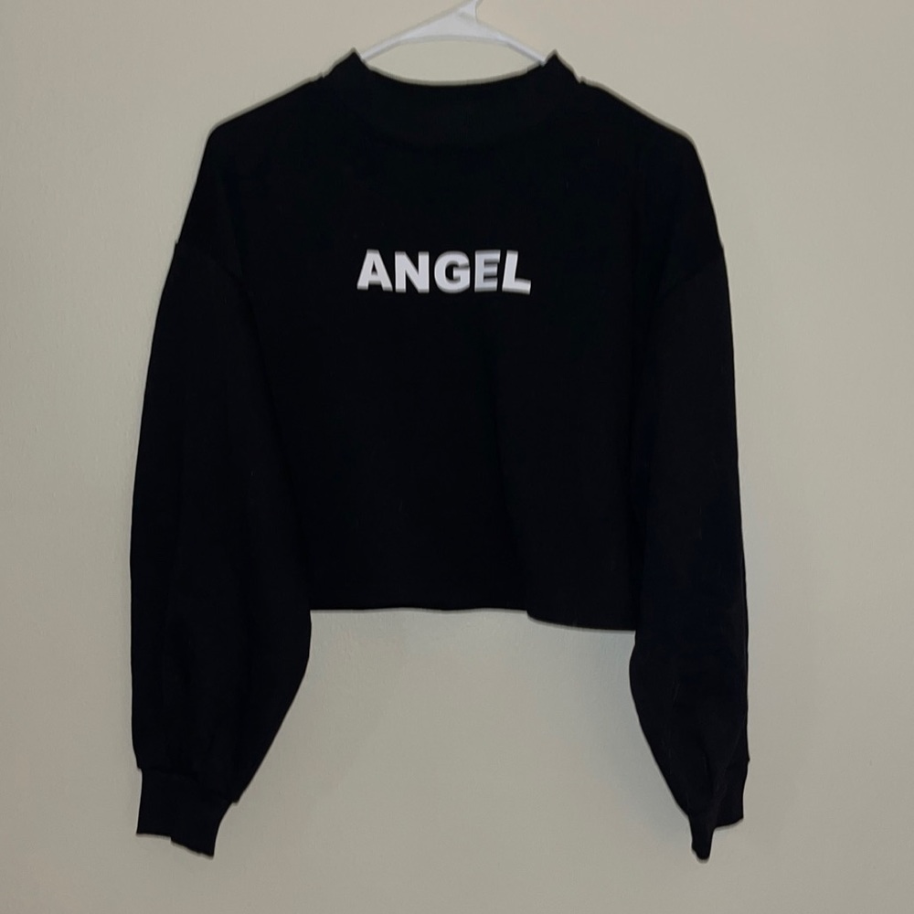 Angel Cropped Crewneck Sweatshirt Size Medium